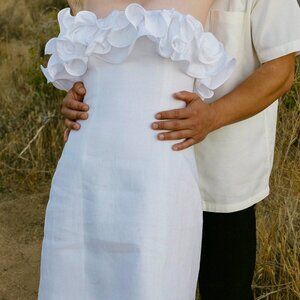 Reformation White Ruffled Linen Dress